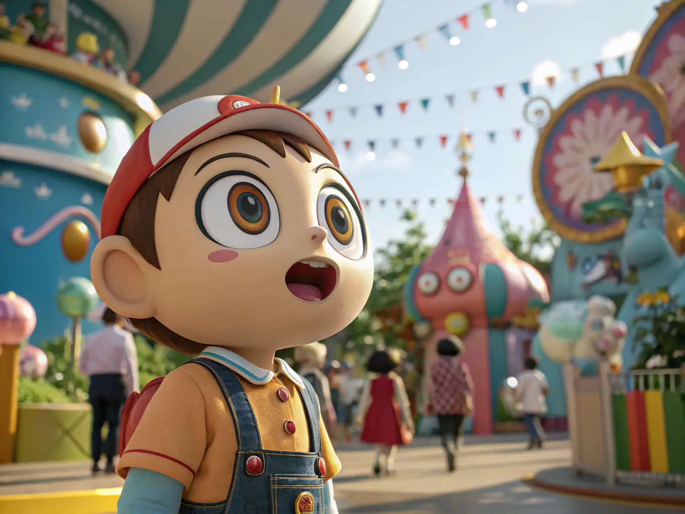 An AI-generated animated character interacting with a realistic background, highlighting the seamless integration of animation and live-action elements in AI-created videos on 9.1 Watch NBA Online Free Website.